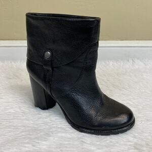 Franco Sarto Occela Black Leather Ankle Boots Size 8
